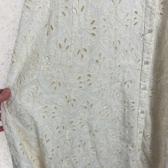 Sezane Bella Dress Ecru Embroidery White Size 40 French US 8 Romantic Maxi Boho - Picture 12 of 16